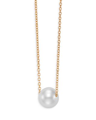 Cultured Freshwater Pearl Floating Pendant Necklace in 14K Yellow Gold, 16-18" 