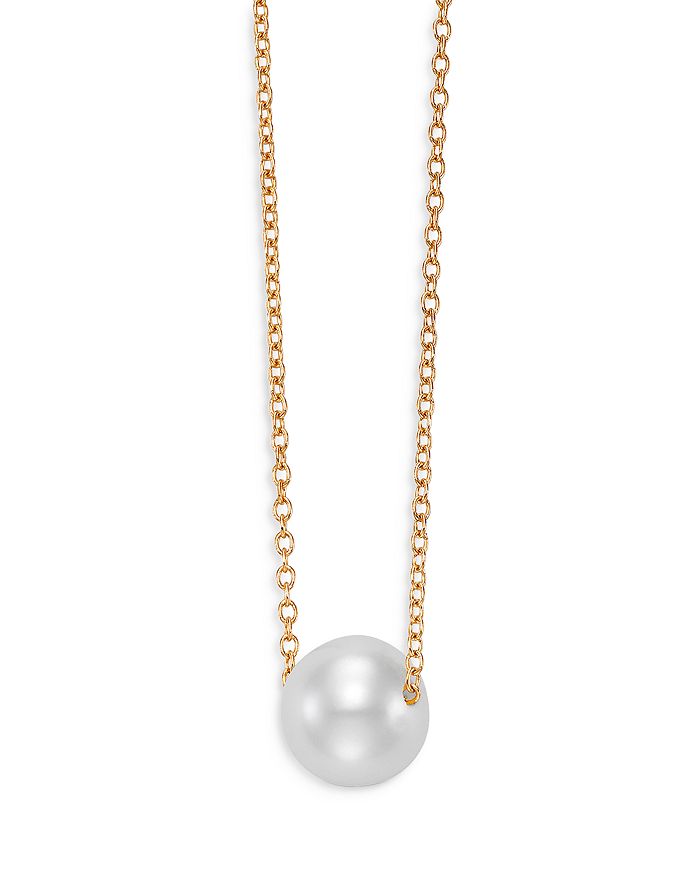 Shop Bloomingdale's Cultured Freshwater Pearl Floating Pendant Necklace In 14k Yellow Gold, 16-18 - 100% Exclusive