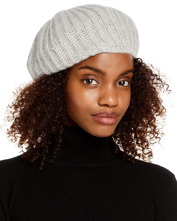 C By Bloomingdale's Rib-knit Cashmere Beret - 100% Exclusive In Twisted Gray