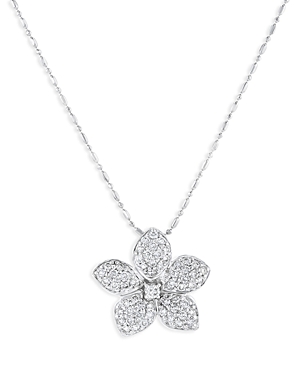 Bloomingdale's Pave Diamond Flower Pendant Necklace in 14K White Gold, 0.75 ct. t.w. - 100% Exclusiv