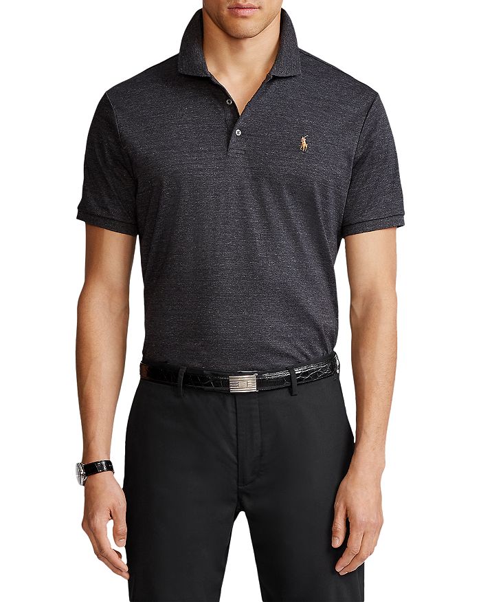 Polo Ralph Lauren Classic Fit Soft Cotton Polo Shirt In Black Marl Heather