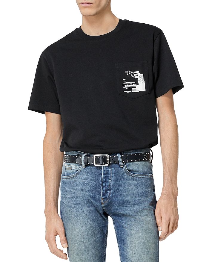 The Kooples Cotton Graphic Pocket Tee In Black