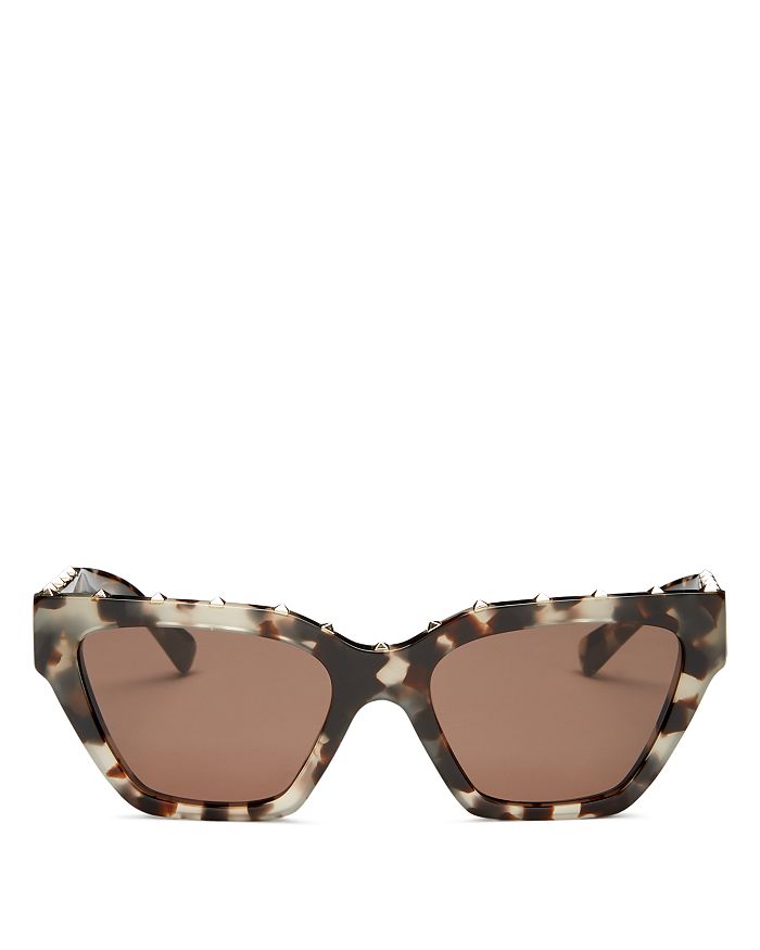 Valentino Women's Rockstud Cat Eye Sunglasses, 53mm In Brown/beige Tortoise