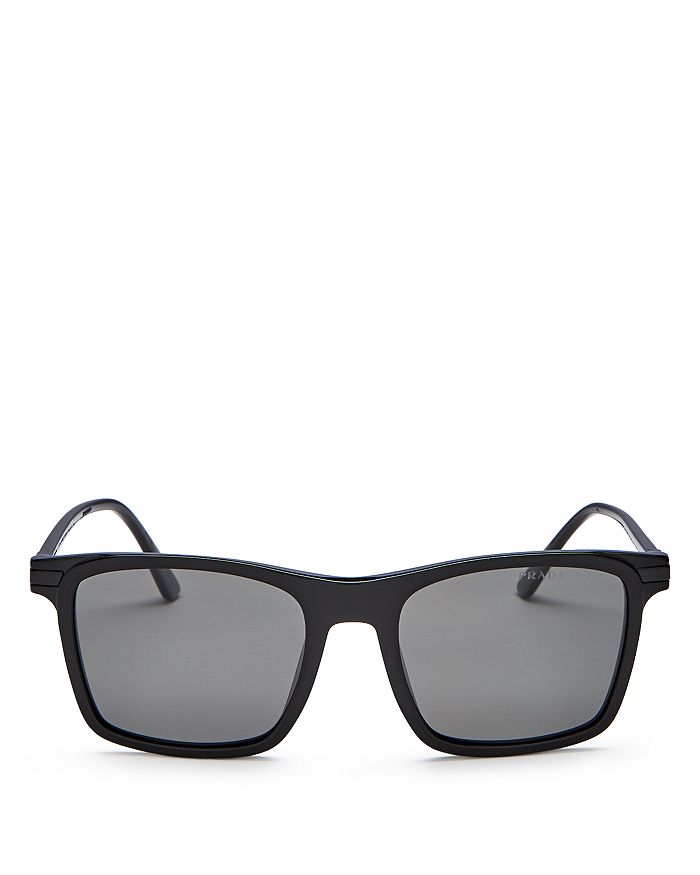 Prada Men's Polarized Square Sunglasses, 54mm In Black/polar Gray