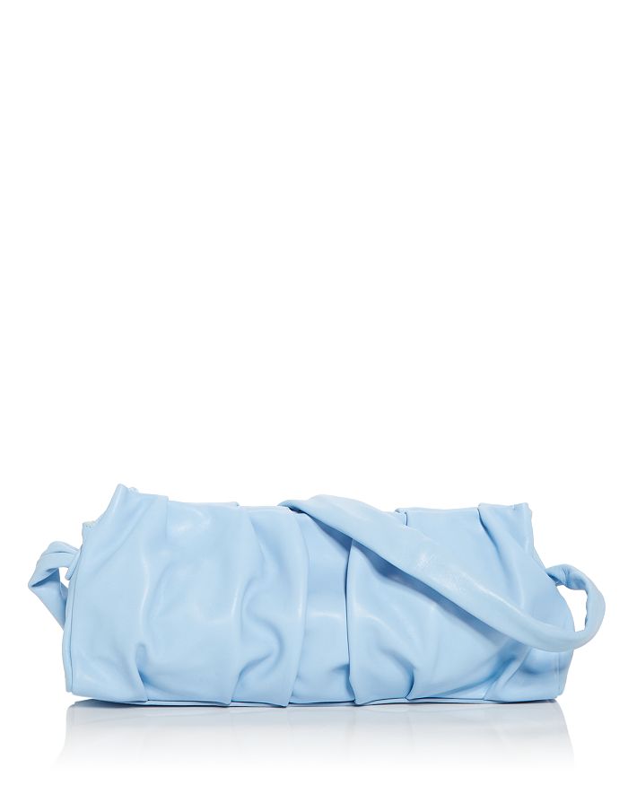 Elleme Long Vague Ruched Leather Shoulder Bag In Blue