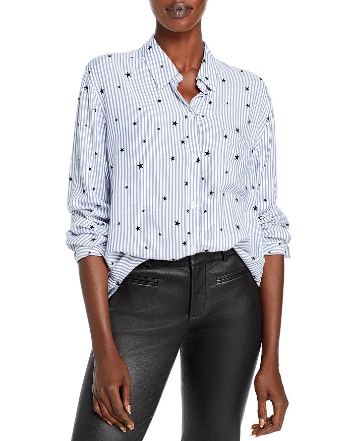 Rails Rocsi Flock Star Stripe Shirt Colour: Blue In Flocked Navy Stars