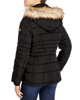 calvin klein hooded quilted jacket womens