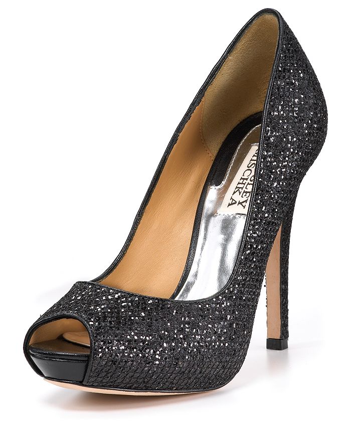 Badgley Mischka Peep Toe Platform Evening Pumps Humbie II