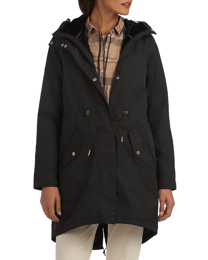 Barbour Perthshire Waterproof Faux Fur-lined Longline Jacket In Black ...