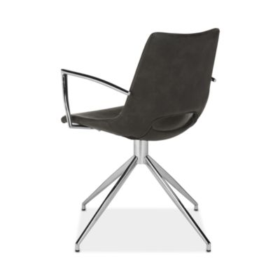 Dawn Midcentury Modern Leather Swivel Office Arm Chair