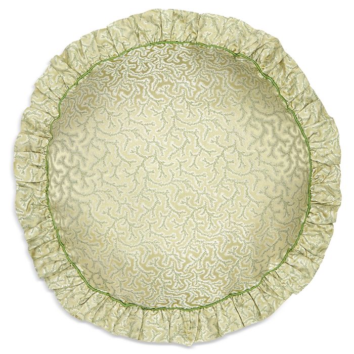 Gingerlily Coral Fern Round Decorative Pillow In Green