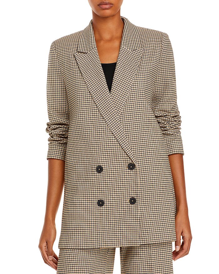 Just Female Kelly Double Breasted Blazer In Kelly Check