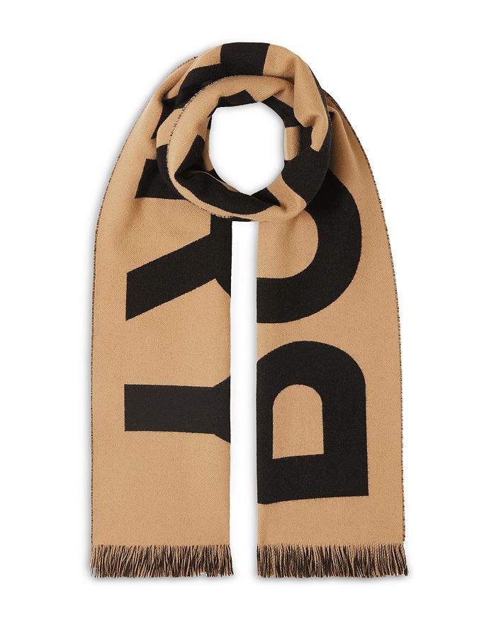 BOSS - Fringed scarf with logo and monograms