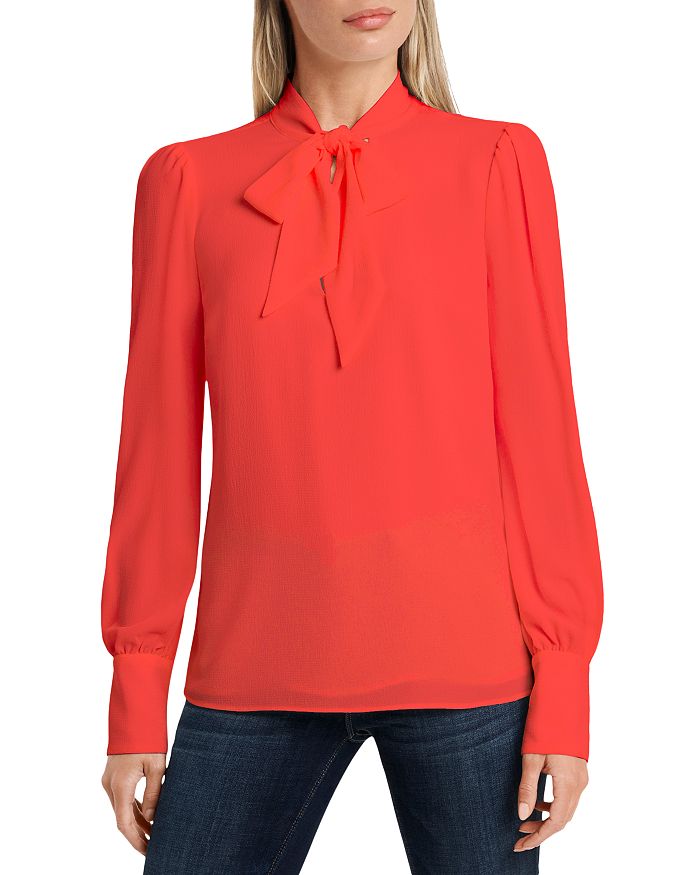 VINCE CAMUTO LONG SLEEVE TIE NECK BLOUSE,9130183