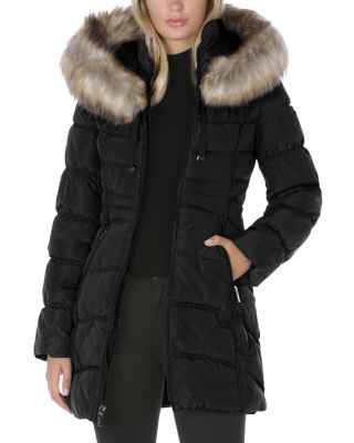 faux fur trim puffer jacket