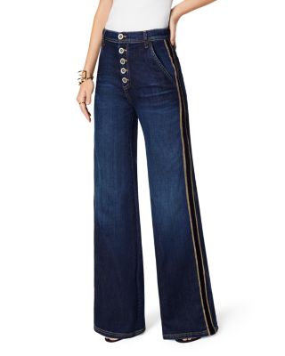 Ramy Brook - Heidi Striped Wide Leg Jeans in Dark Rinse