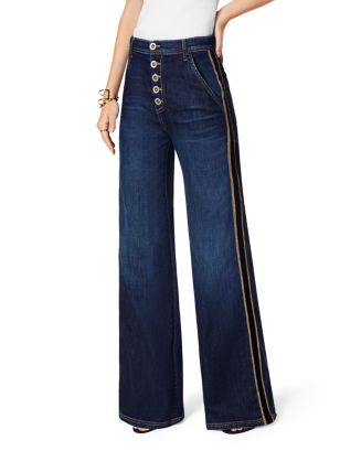 Ramy Brook Heidi Striped Wide Leg Jeans in Dark Rinse | Bloomingdale's