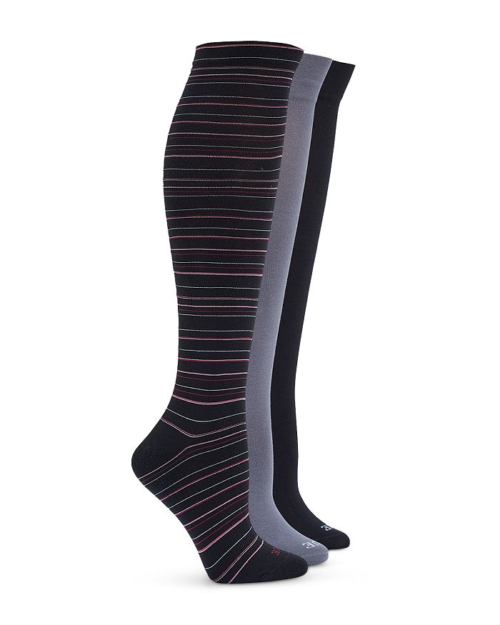 Hue Knee Socks, Set Of 3 In Bordeaux Stripe
