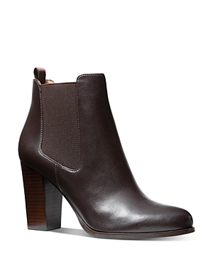 Michael Michael Kors Women's Lottie High-heel Booties In Chocolate Leather