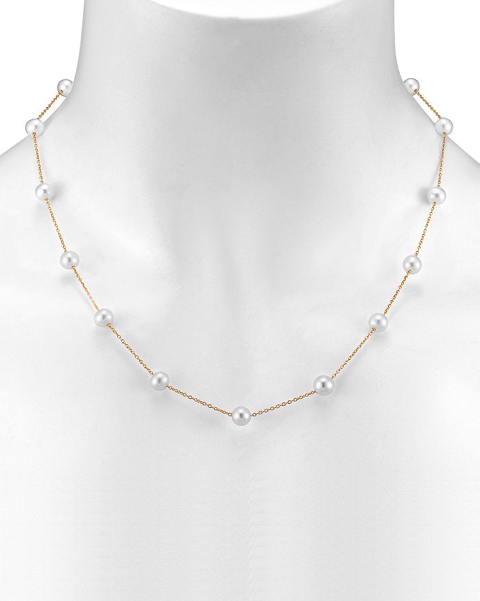 Shop Bloomingdale's Cultured Freshwater Pearl Station Necklace In 14k Yellow Gold, 17 - 100% Exclusive In White