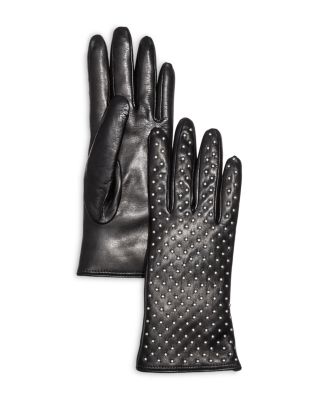 Bloomingdale's - Studded Leather & Cashmere Gloves - Exclusive