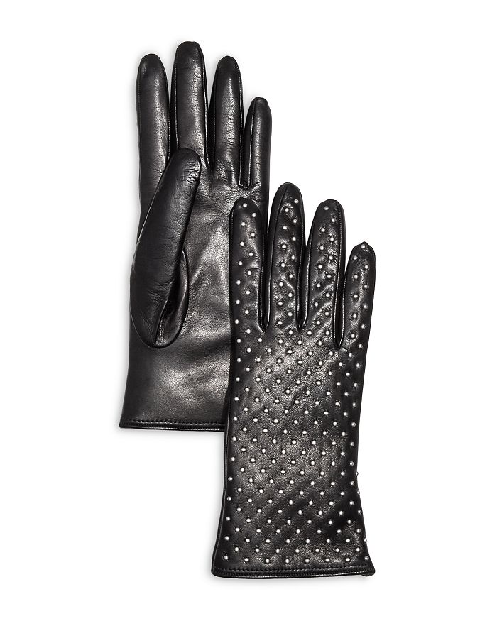 Bloomingdale's Studded Leather & Cashmere Gloves - 100% Exclusive ...