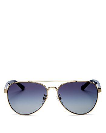 Tory Burch Brow Bar Aviator Sunglasses, 57mm | Bloomingdale's
