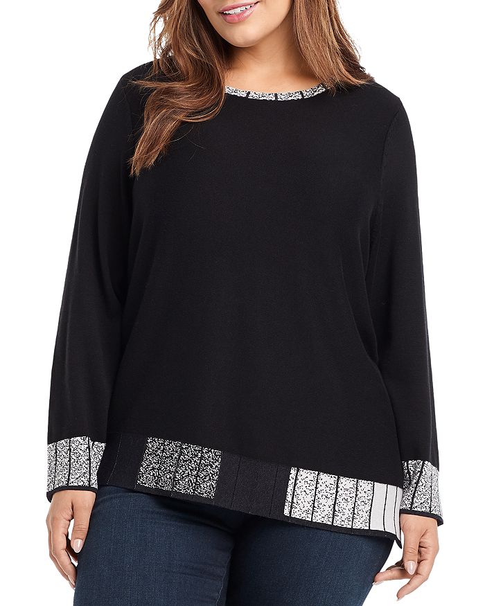 Nic And Zoe Plus Size Stand Out Sweater In Black Multi