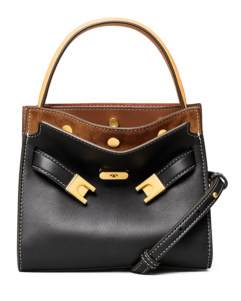 Tory Burch Lee Radziwill Leather Double Bag In Black