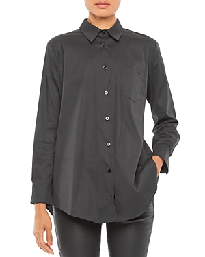 Armani Collezioni Emporio Armani Pleated Back Shirt In Solid Black