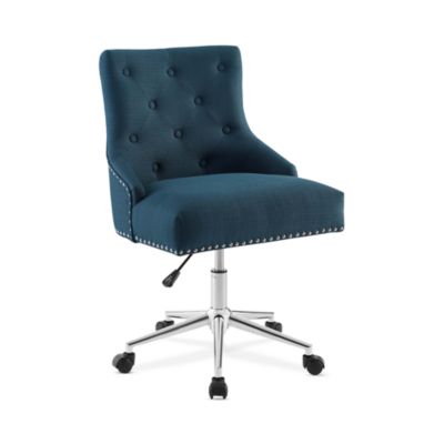  Regent Tufted Button Swivel Upholstered Fabric Office Chair