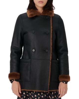 Maje Gaban Reversible Real Sheep Shearling Coat | Bloomingdale's