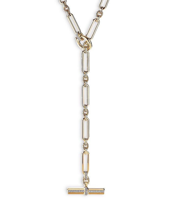 David Yurman - Lexington Toggle Necklace in 18K Yellow Gold with Diamonds, 18"