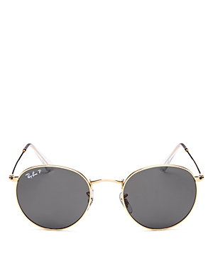 Ray Ban Ray-ban Unisex Polarized Round Sunglasses, 50mm In Shiny Legend Gold/polar Black