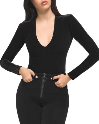 velvet deep v bodysuit