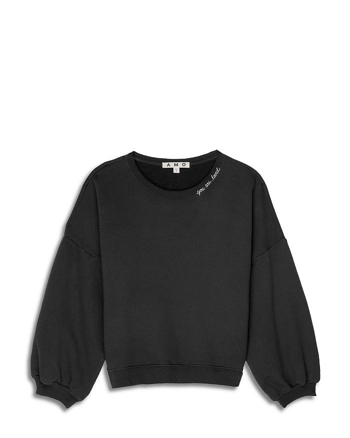 AMO Classic Cropped Raw Edge Sweatshirt Bloomingdale s