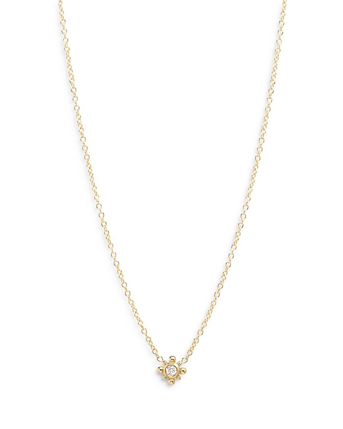 Zoë Chicco 14k Yellow Gold Diamond Starburst Pendant Necklace, 14-16