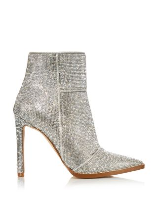 silver bootie heels