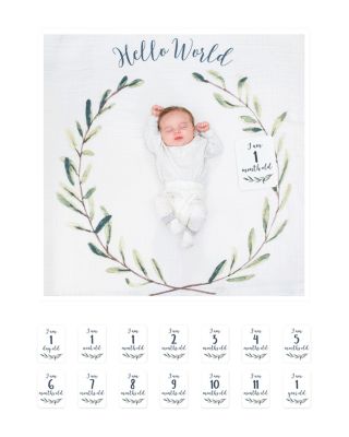 Hello World Photo Blanket & Monthly Card Set - Baby 