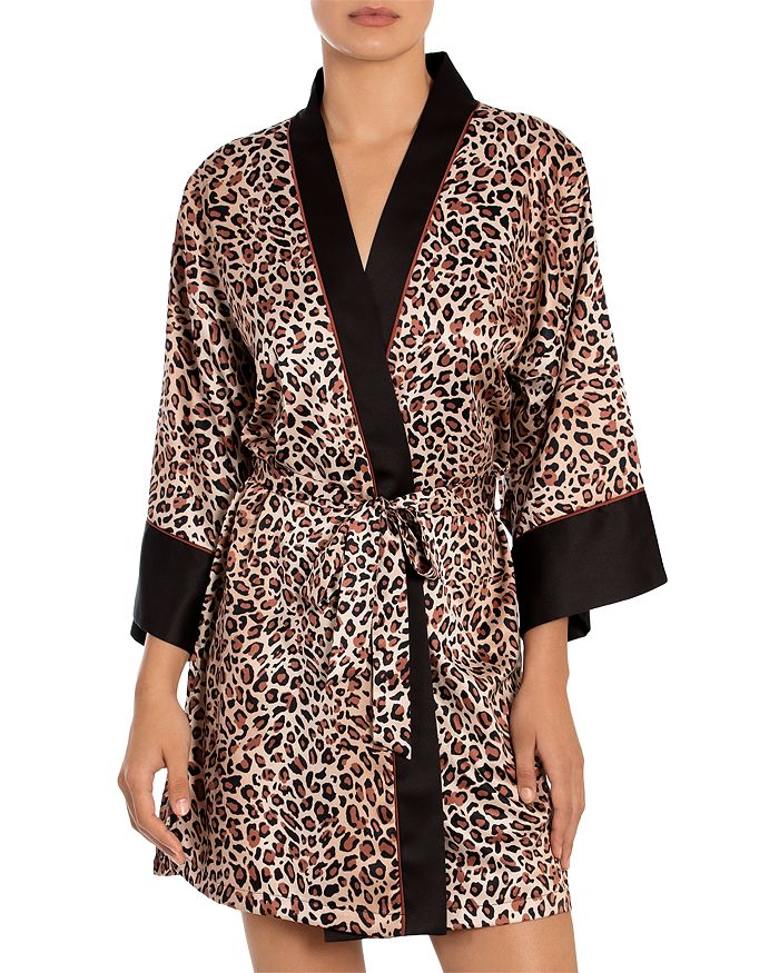 IN BLOOM BY JONQUIL IN BLOOM BY JONQUIL LEOPARD PRINT SATIN WRAP ROBE,BIY130