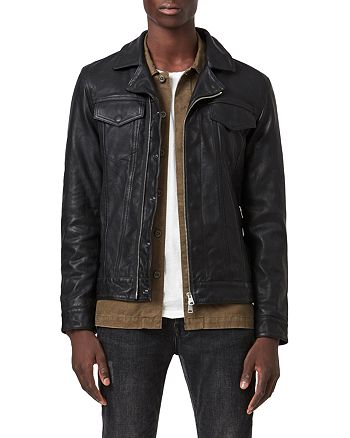 ALLSAINTS Brandt Leather Trucker Jacket | Bloomingdale's