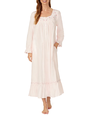 EILEEN WEST EMBROIDERED FLANNEL NIGHTGOWN,E5220129