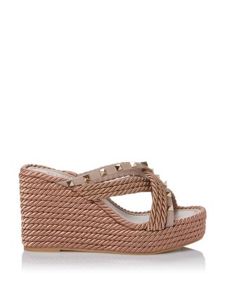 VALENTINO Rockstud Torchon レザーサンダル Rockstud Torchon leather sandals in white - Valentino