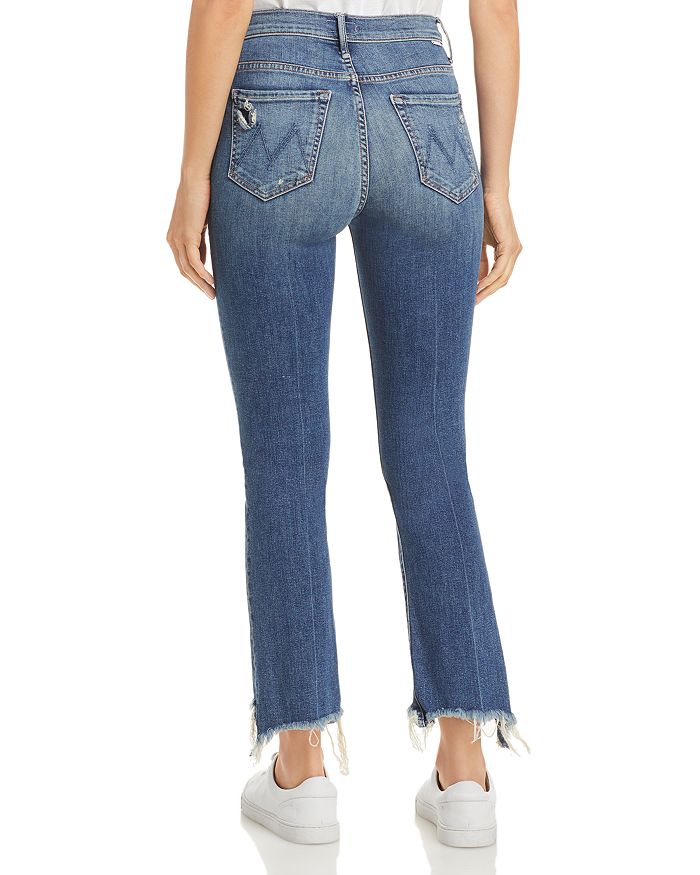 Shop Mother The Insider High Rise Crop Step Fray Bootcut Jeans In Dancing On Coals