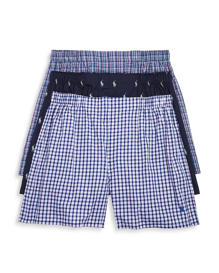 POLO RALPH LAUREN WOVEN BOXERS, PACK OF 3,RCWBH3ASGB