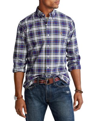 ralph lauren classic fit plaid oxford shirt