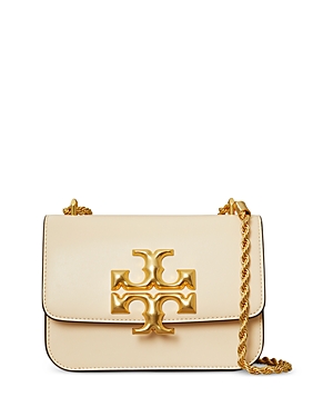 Shop Tory Burch Eleanor Small Leather Shoulder Bag In New Cream/rolled Brass
