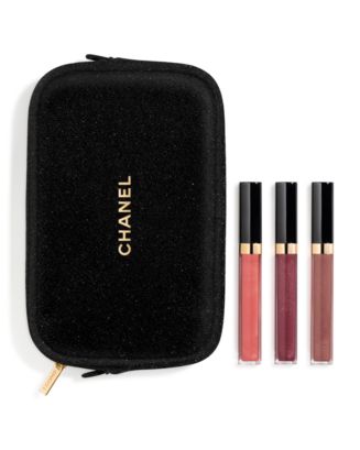 CHANEL, Makeup, Chanel Holiday Gift Set 222 Sheer Genius Lipgloss Trio Set  Red Tweed Pouch