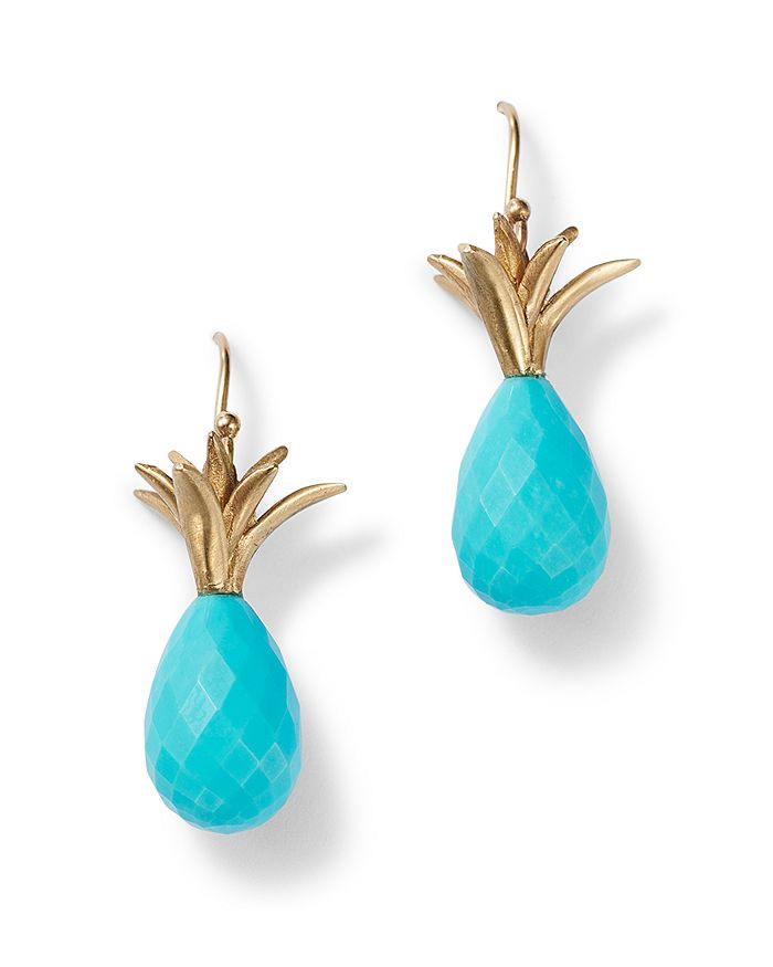 Annette Ferdinandsen Design 14k Yellow Gold Turquoise Pineapple Drop Earrings