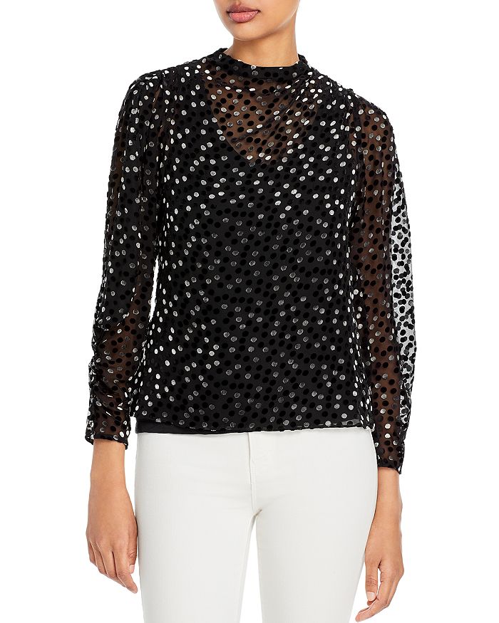 Rebecca Taylor Dotted Sheer Top | Bloomingdale's